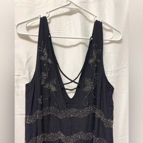 Free People Bali Mad Love beaded Mini Dress Black size Medium NWOT - Picture 8 of 9